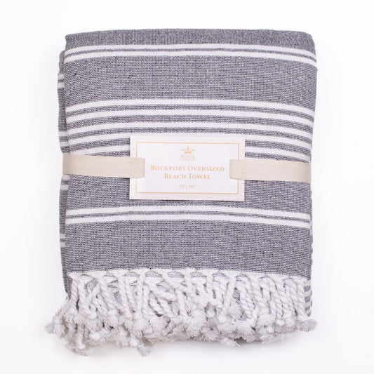 Royal Standard Rockport Oversized Beach Towel (Black/White) 39x70