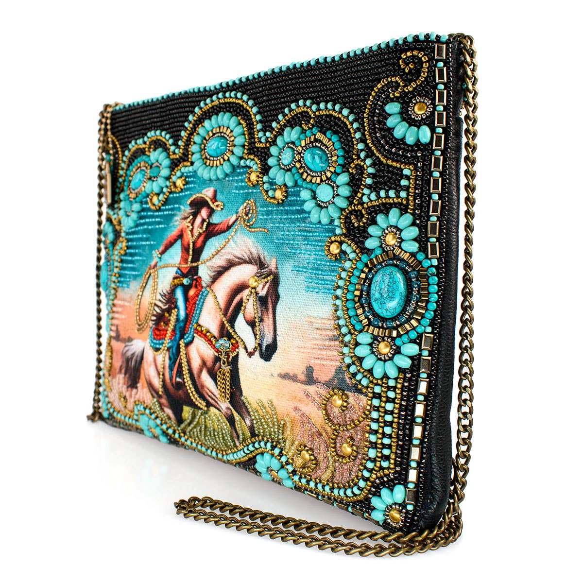Mary Frances Cowgirl Beaded and Embroidered Western Crossbody Handbag