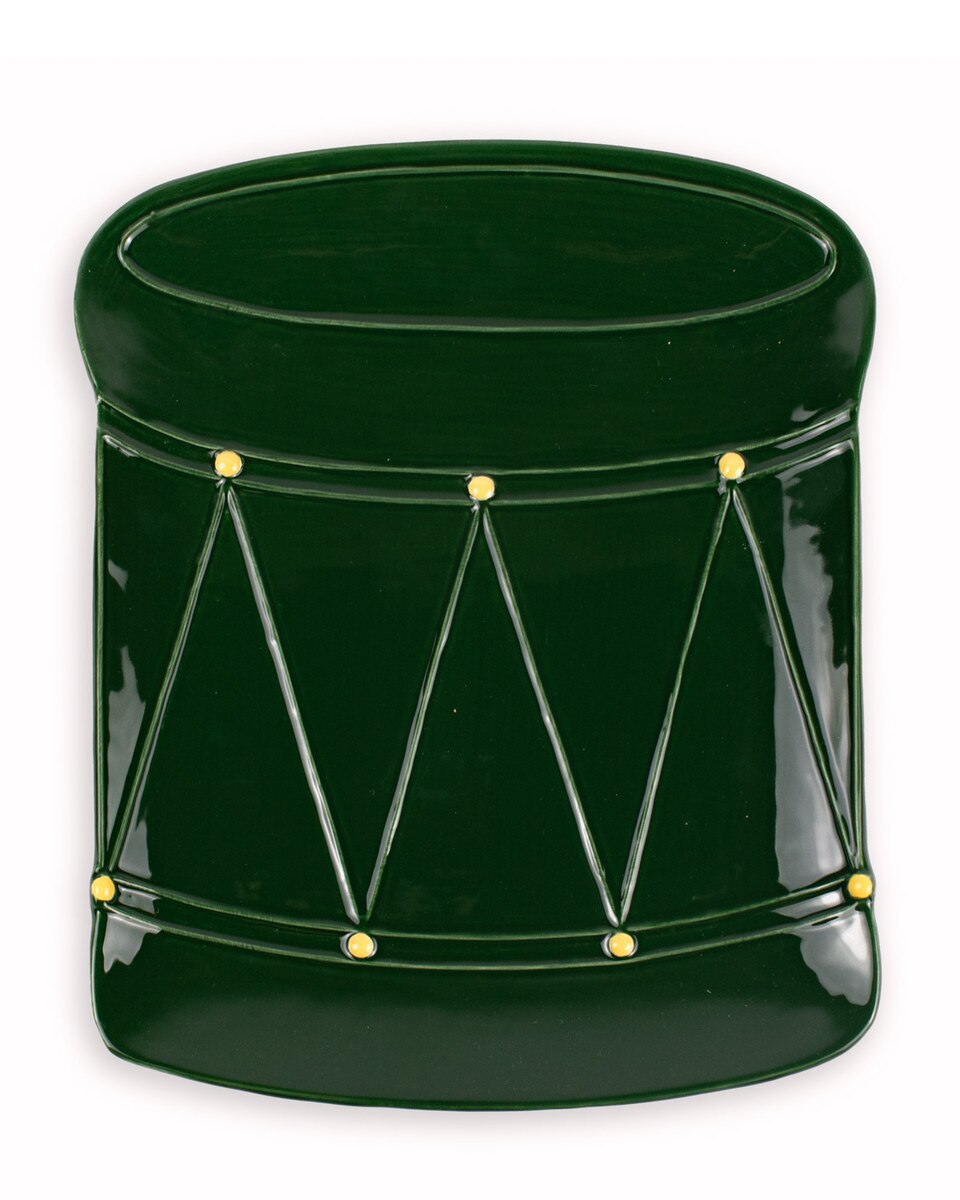 Royal Standard Drum Shaped Platter, Dark Green, 11.5x9.25"