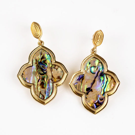 Royal Standard Priscilla Earrings Gold/Abalone 2”