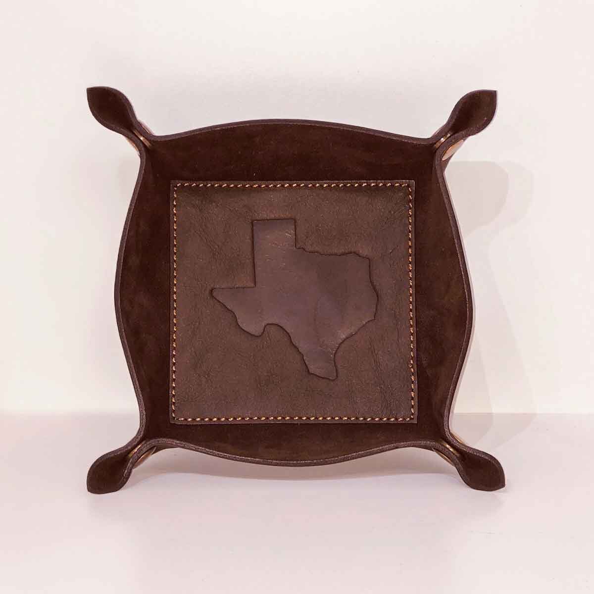 Royal Standard Texas Leather Embossed Valet Tray Dark Brown 8x8