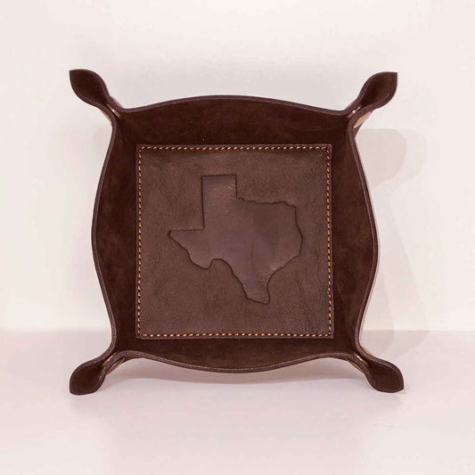 Royal Standard Texas Leather Embossed Valet Tray Dark Brown 8x8
