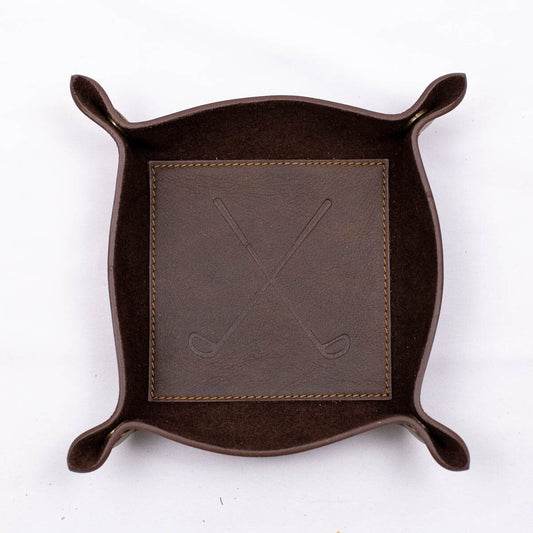 Royal Standard Golf Leather Embossed Valet Tray Dark Brown 8x8
