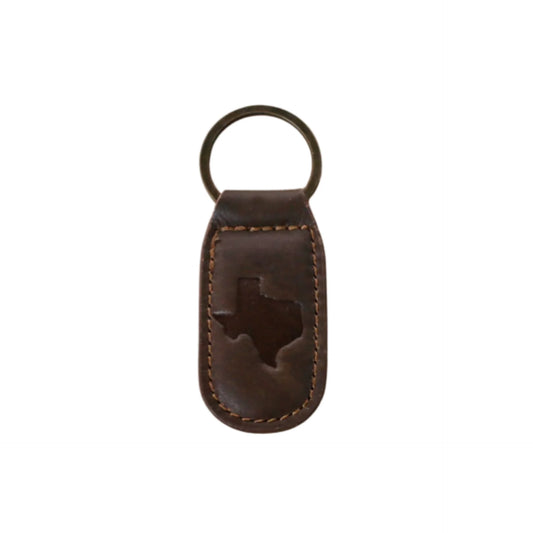Royal Standard Texas Leather Embossed Keychain Dark Brown 1.35x2.55"