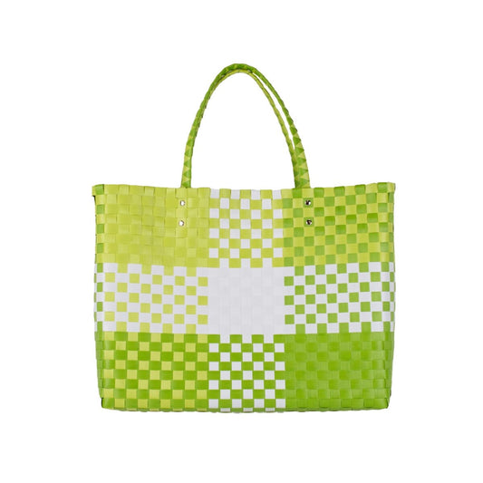 Royal Standard Heather Woven Beach Tote Lime/White 17x14x5