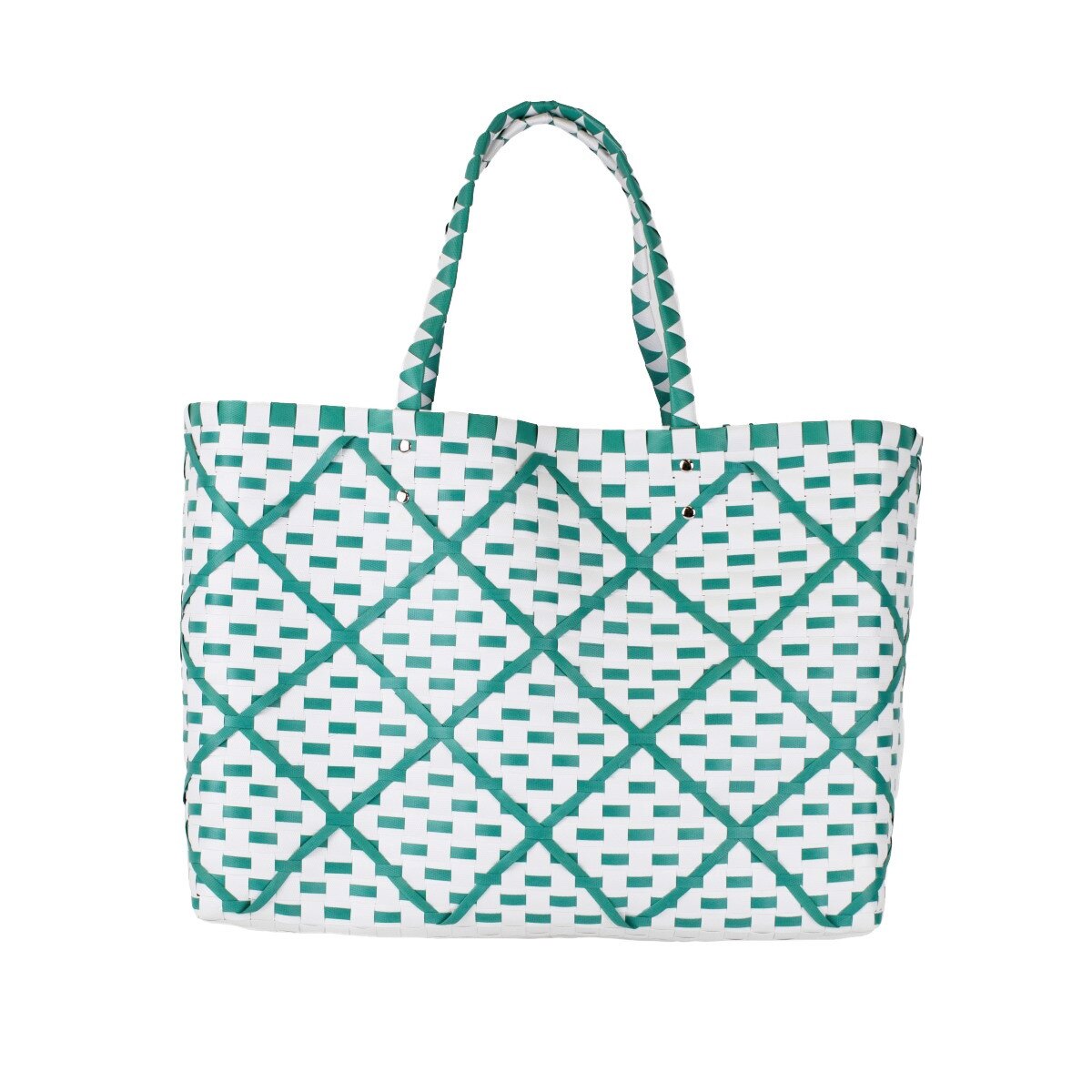 Royal Standard Tracey Woven Tote (Emerald/White) 17x14x5