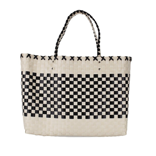Royal Standard Jodie Woven Tote Cream/Black 17x14x5