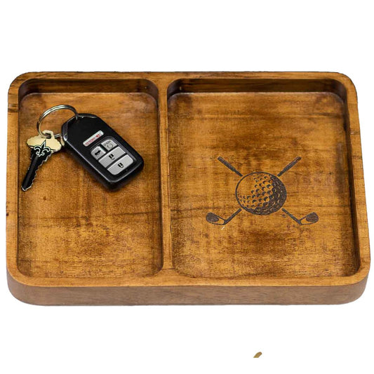 Royal Standard Golf Etched Wood Valet Tray Natural 10x7x1