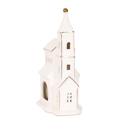Royal Standard Newington Church Tealight Decor, White/Gold