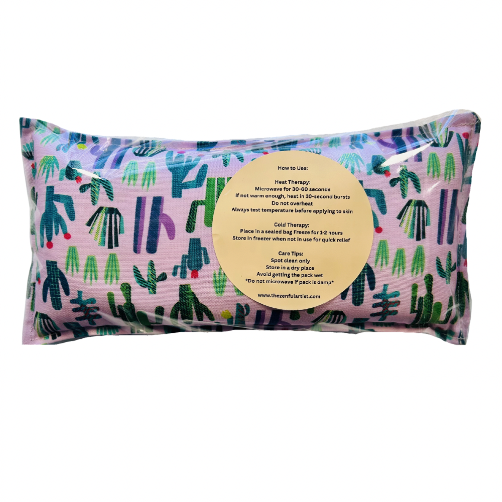Reusable Hot/Cold Rice Pack - Pink Cactus