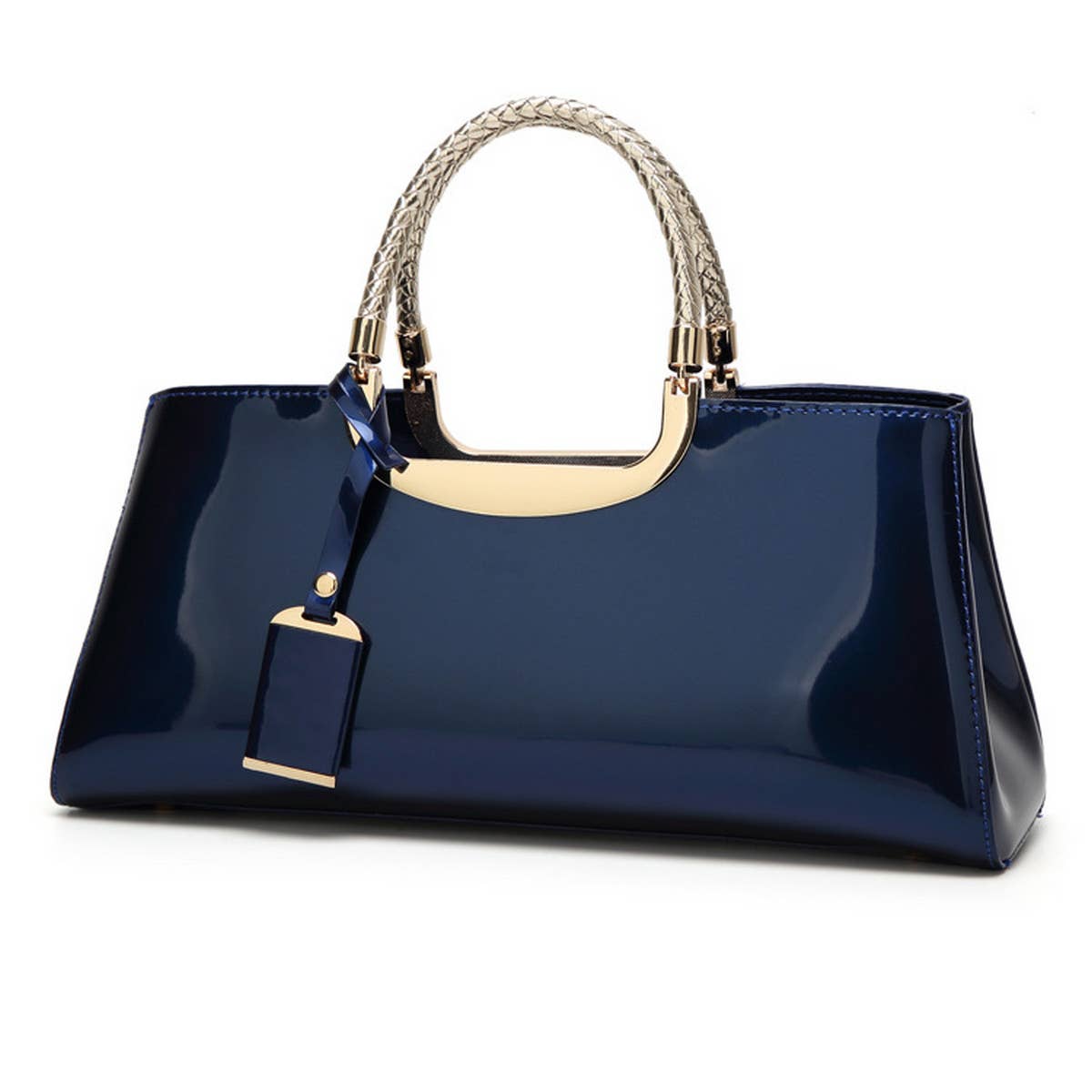 High-Gloss Patent Leather Evening Tote Bag