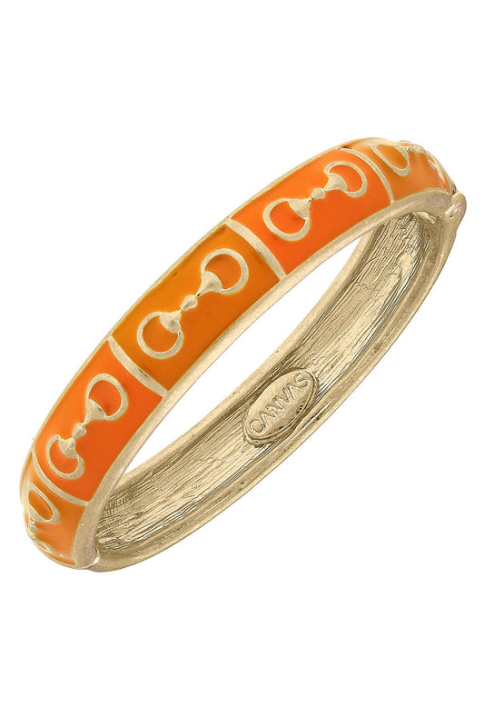 Canvas Style Quincy Horsebit Sculpted Enamel Hinge Bangle
