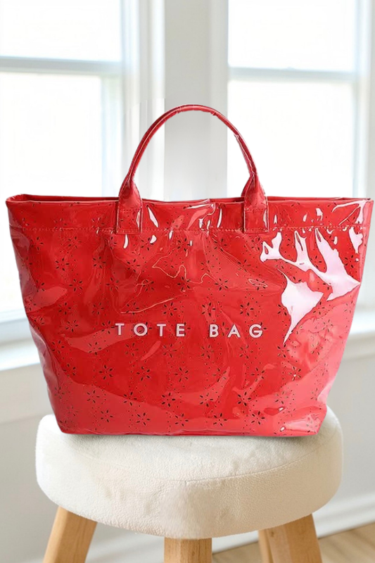Red Eyelet Vinyl TOTE BAG