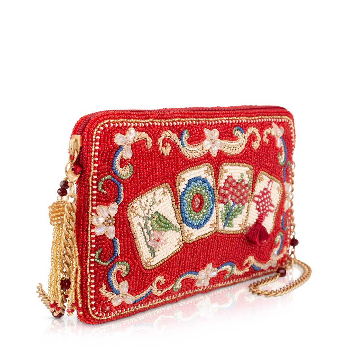 Mahjong Mood Red Tile Game Crossbody Handbag