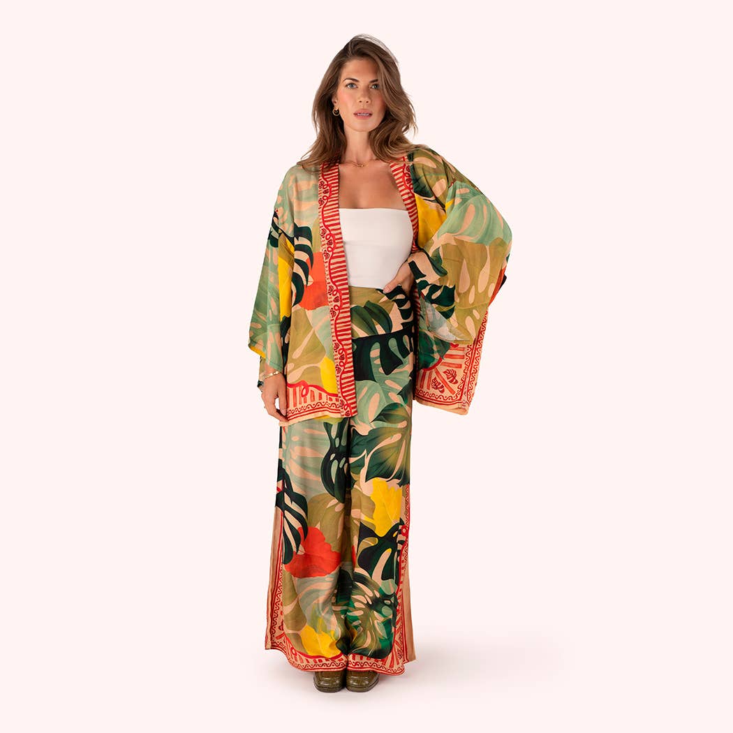 Kimono Jacket - Exotic Leaves, by Powder Designs