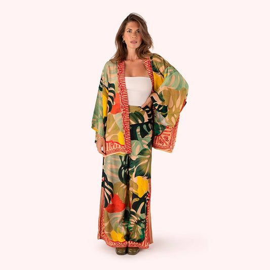 Kimono Jacket - Exotic Leaves, by Powder Designs