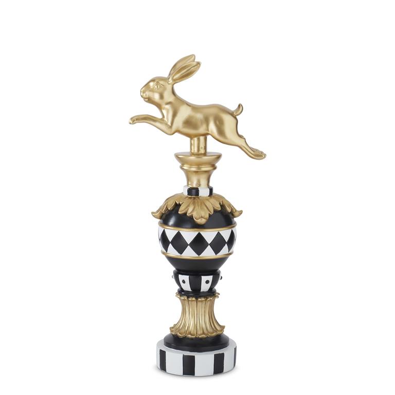 KK Gold, Black & White Prancing Easter Bunny (16.75")