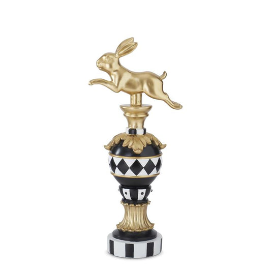 KK Gold, Black & White Prancing Easter Bunny (16.75")