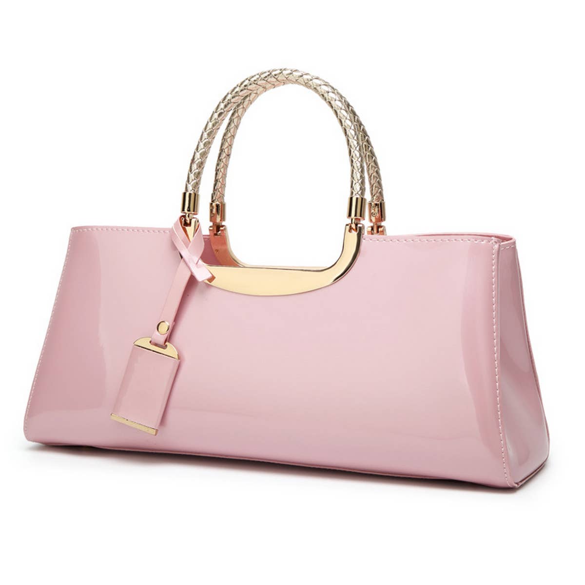High-Gloss Patent Leather Evening Tote Bag