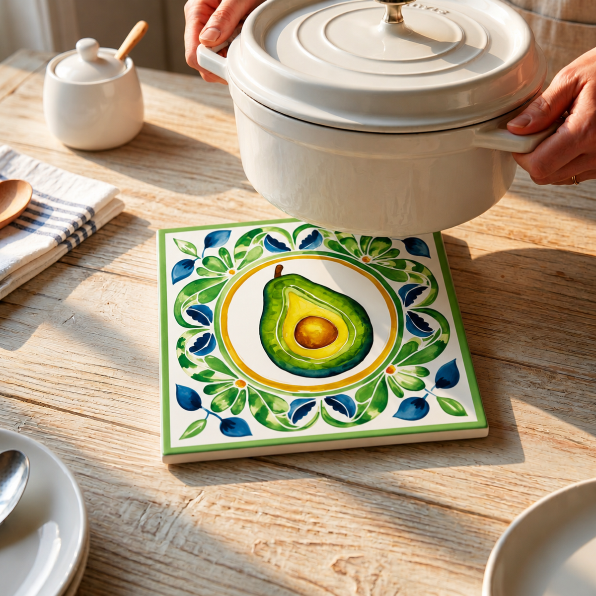 Highland Row Avocado Ceramic Trivet