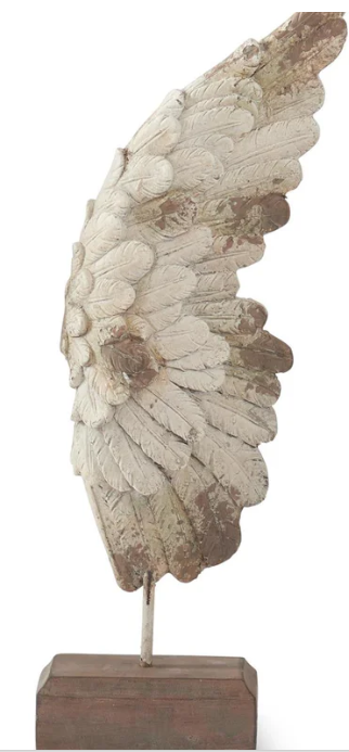 KK 25.25" Weathered Cream & Taupe Wing Statue