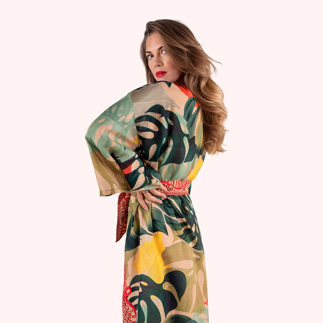Kimono Gown - Exotic Leaves, by Powder Designs