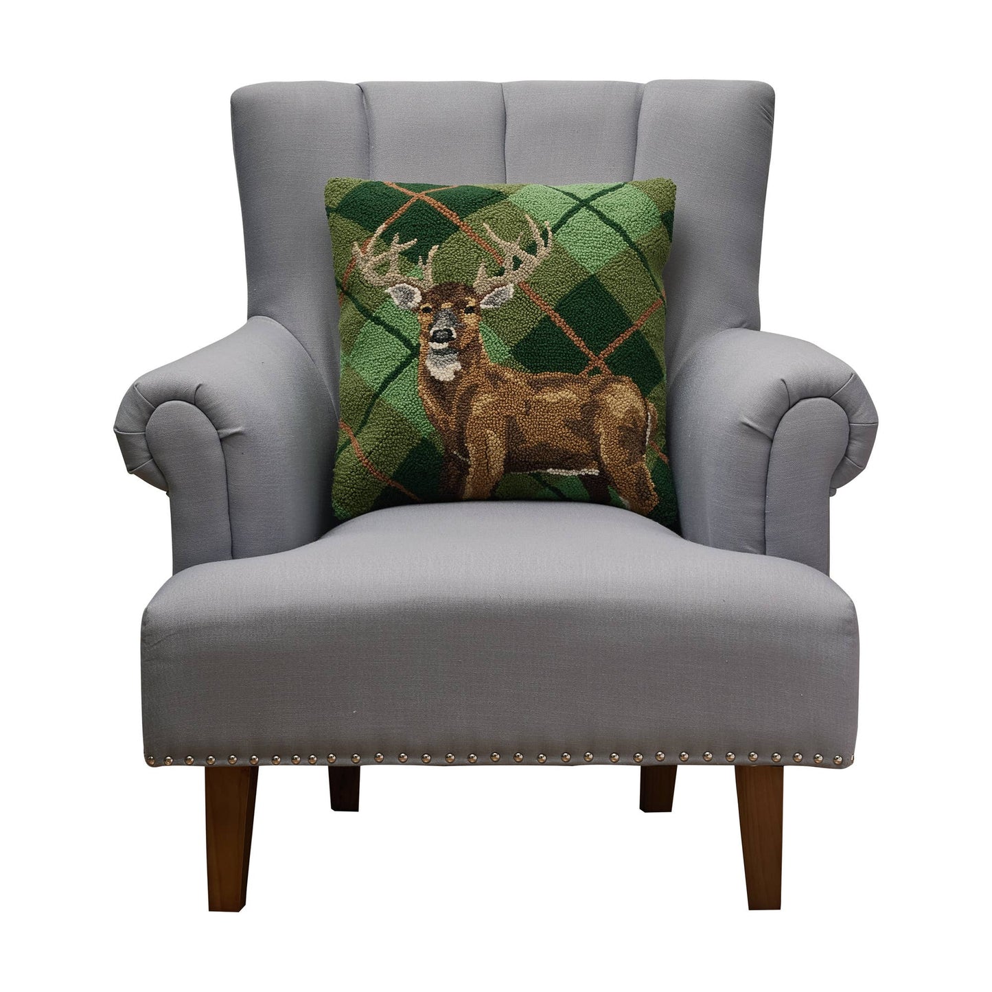 Peaking Handicraft Deer Plaid Hook Pillow