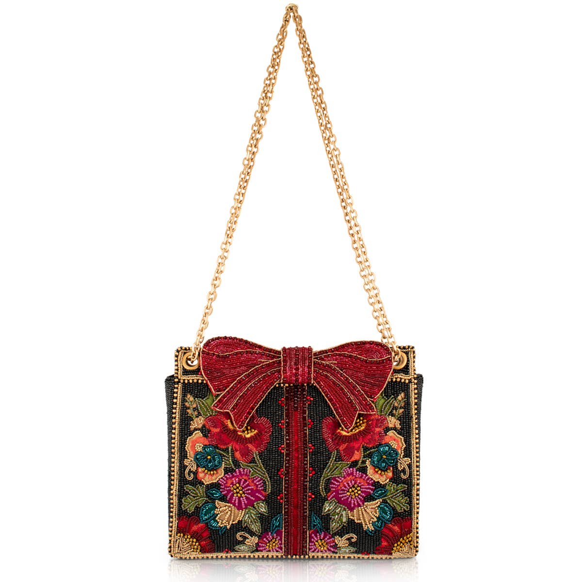Mary Frances Gifted Floral Bow Beaded and Embroidered Crossbody Handbag