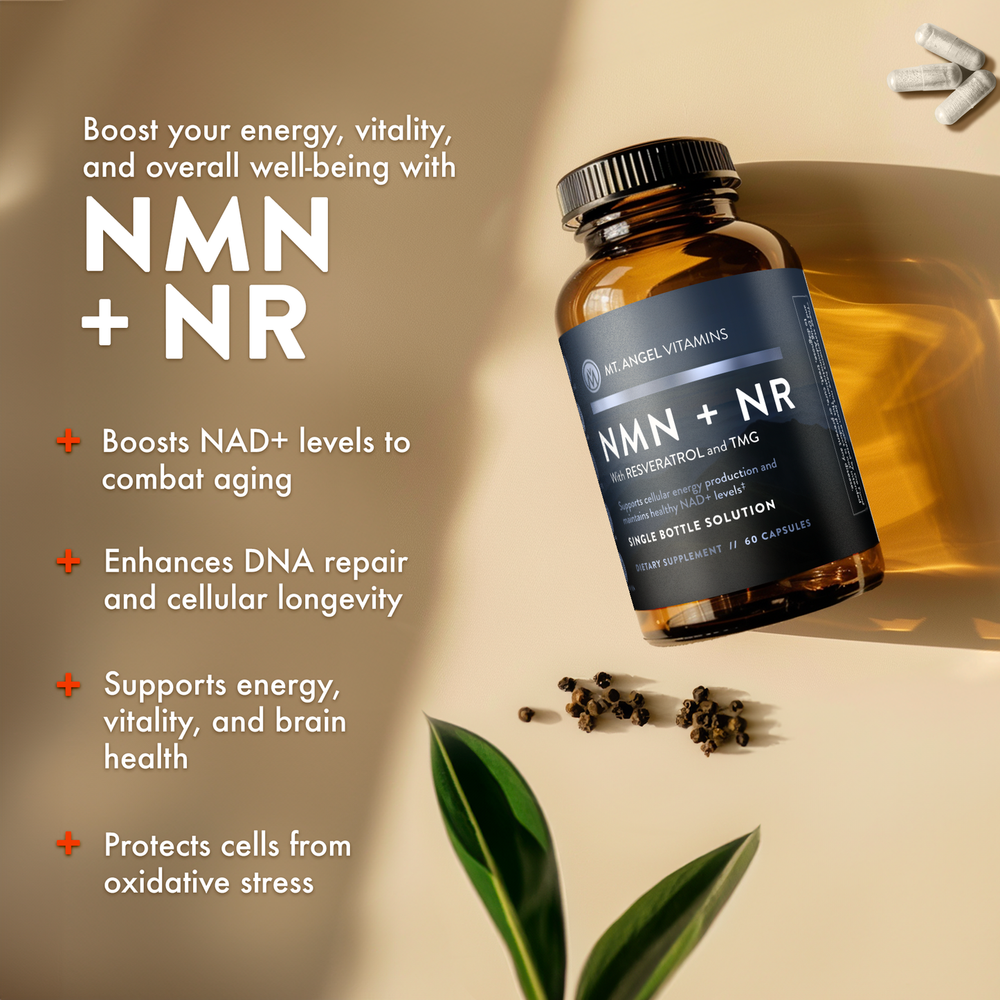 Mt. Angel Vitamins' NMN + NR - 60 Capsules