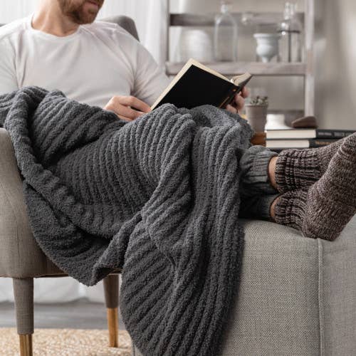Demdaco Ribbed Blanket - Gray