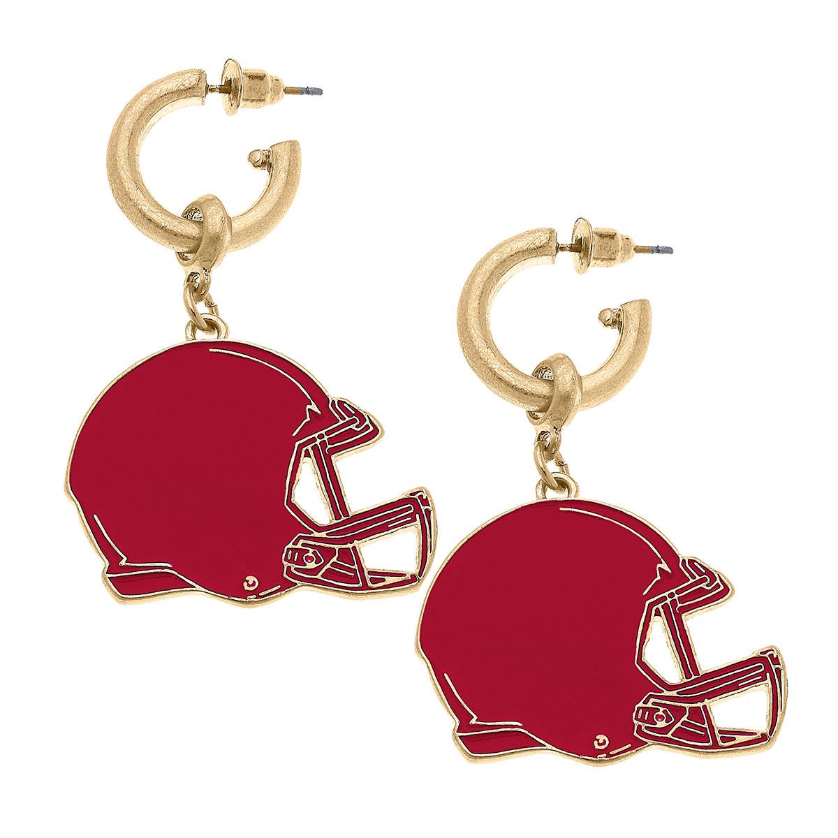 Canvas Style Game Day Football Helmet Enamel Earrings
