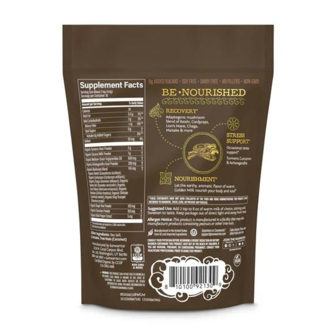 SUNWARRIOR Be Well Golden Milk Drink Powder Mix - Turmeric & Adaptogens