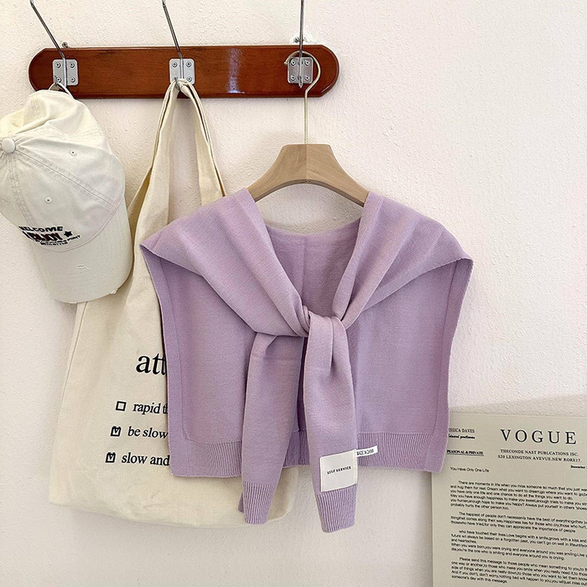 ACCITY Solid Color Knitted Knotted Shawl–Casual & Cozy