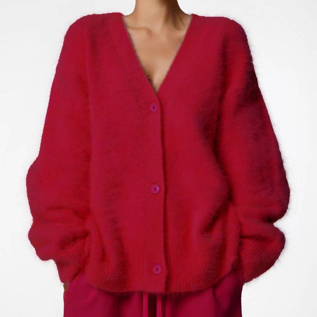 ACCITY Women's Cozy Faux Mink Cardigan Sweater