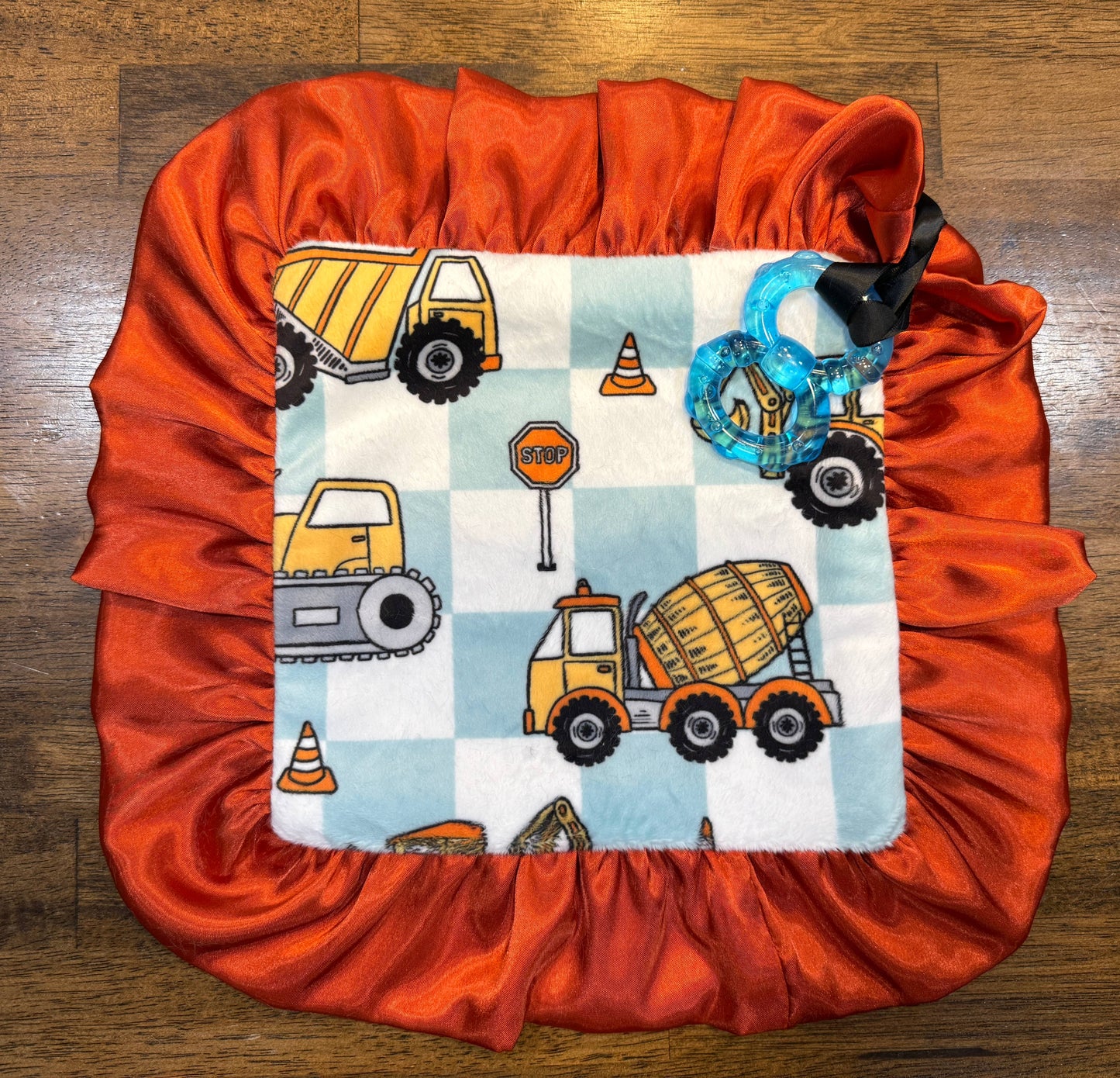 Cuddle Couture Checkered Construction - Teether Minky