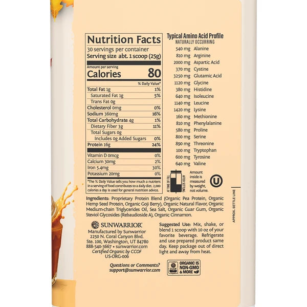 Sunwarrior Organic Warrior Blend Pumpkin Spice Protein Powder