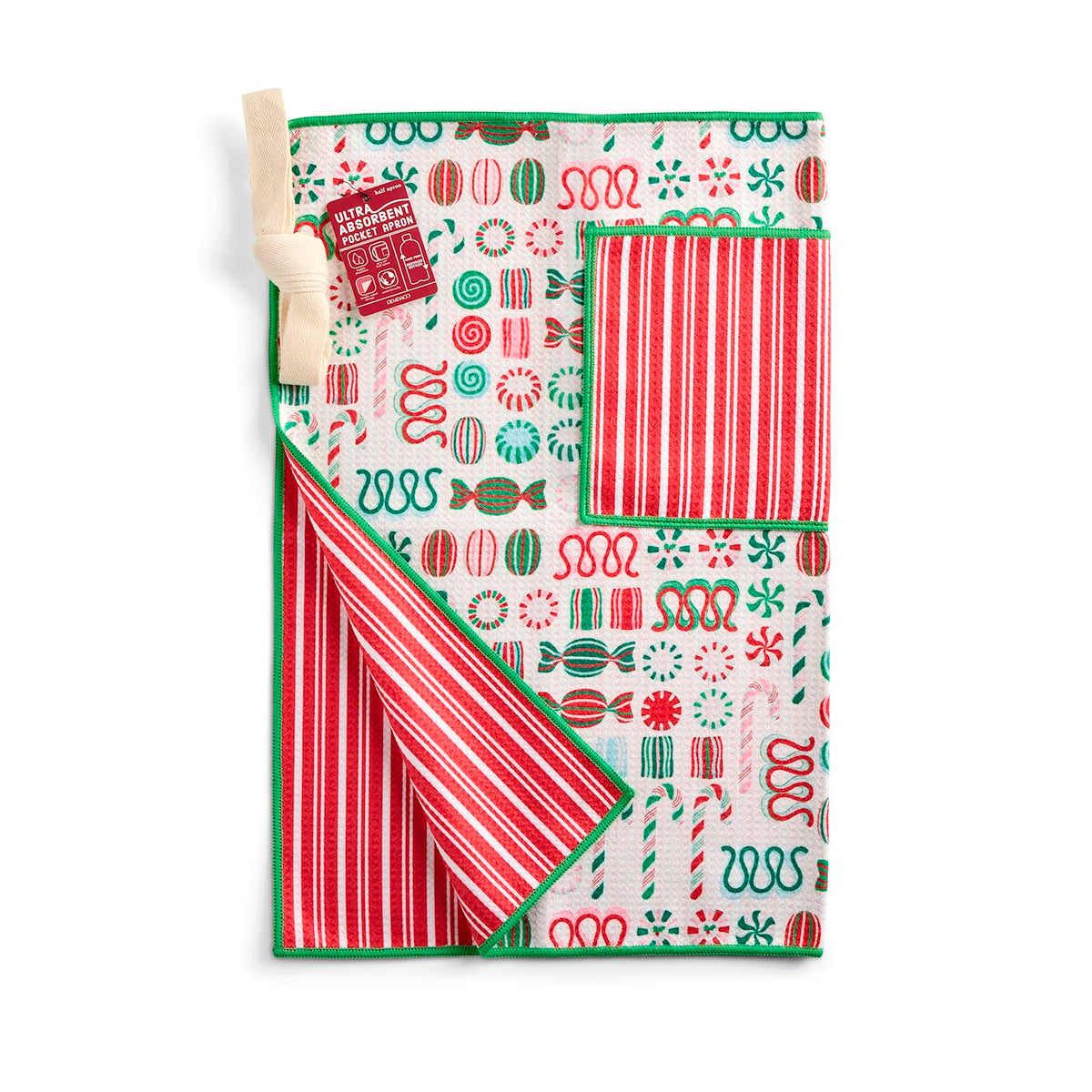Demdaco Holiday Candy Absorbent Half Apron by Mrs. Claus