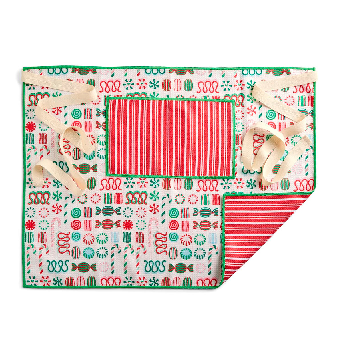 Demdaco Holiday Candy Absorbent Half Apron by Mrs. Claus