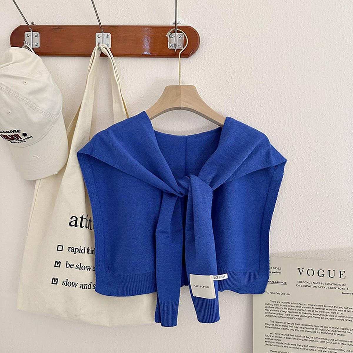 ACCITY Solid Color Knitted Knotted Shawl–Casual & Cozy