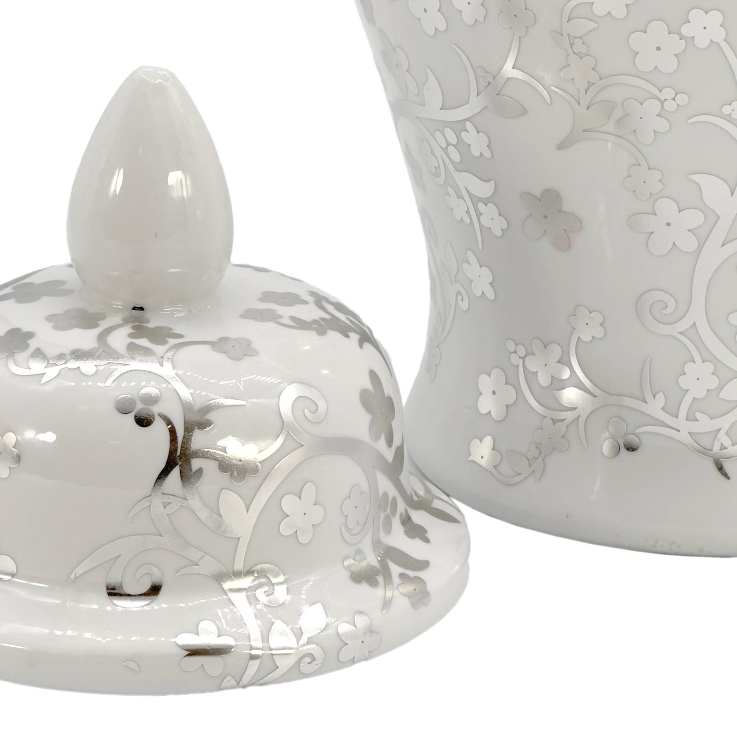 Galt 18" Gold & White Ceramic Floral Blossom Ginger Jar