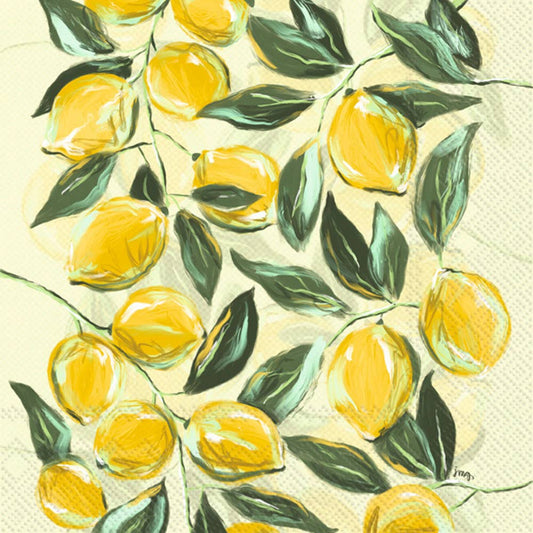 Boston International Paper Lunch Napkins 20 Count Painterly Lemons