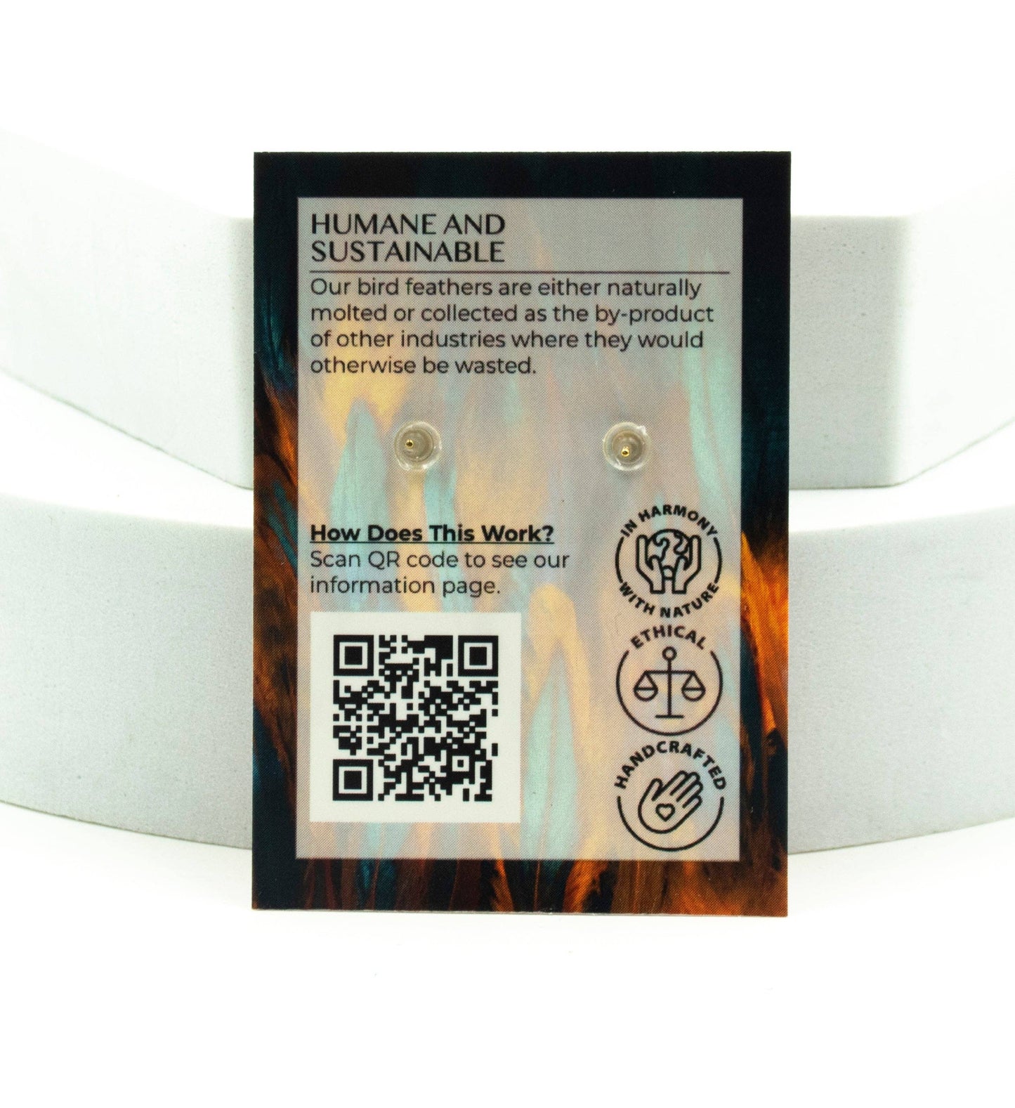 Monarch & Mariposa Feather Stud Earrings - Gold - Choose Style