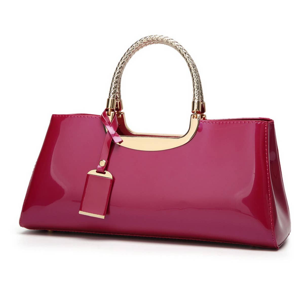 High-Gloss Patent Leather Evening Tote Bag