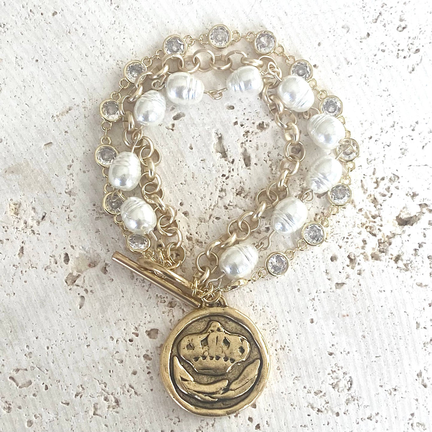 VB & Co. Bee Coin Triple Layered Bracelet (Reversable)