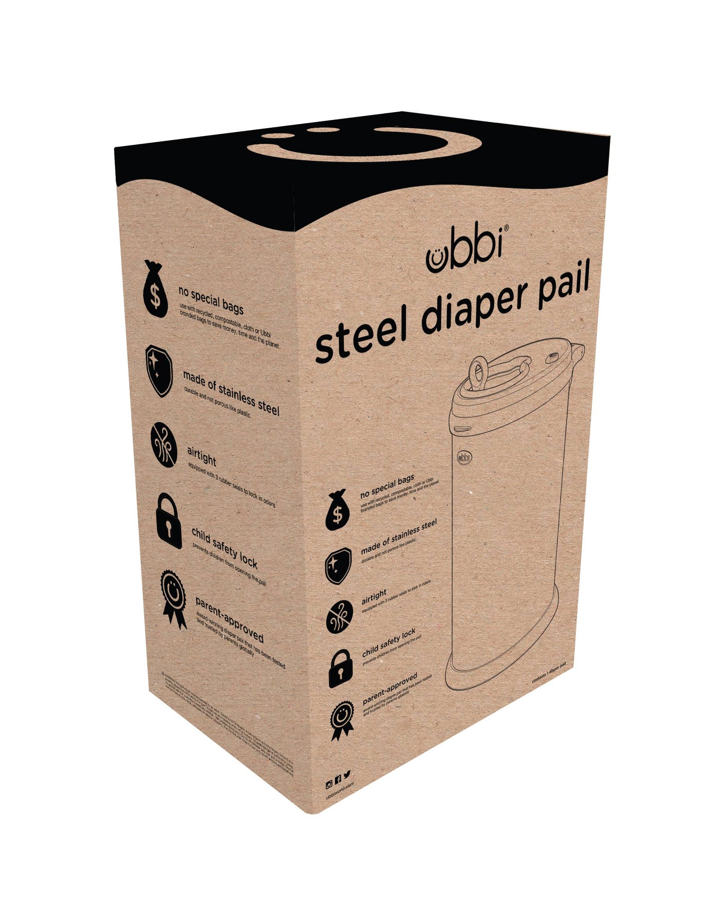 Ubbi Diaper Pail (Taupe)