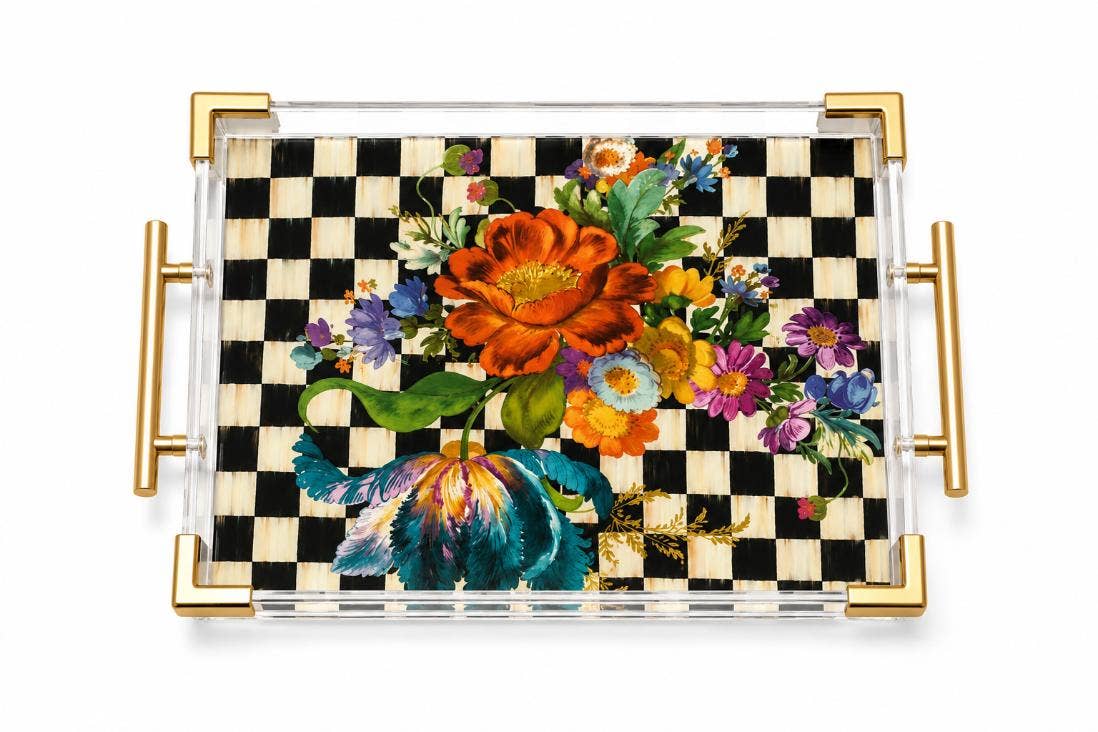 Floral Checkered Acrylic Tray
