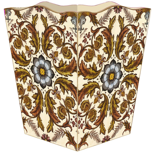 Marye-Kelley Autumn Scroll Wastebasket, Scalloped Top