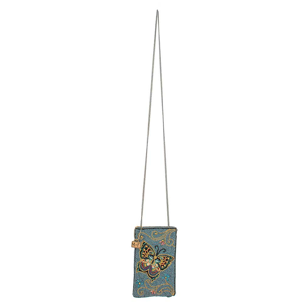 Mary Frances Mariposa Beaded Butterfly Blue Crossbody Phone Bag