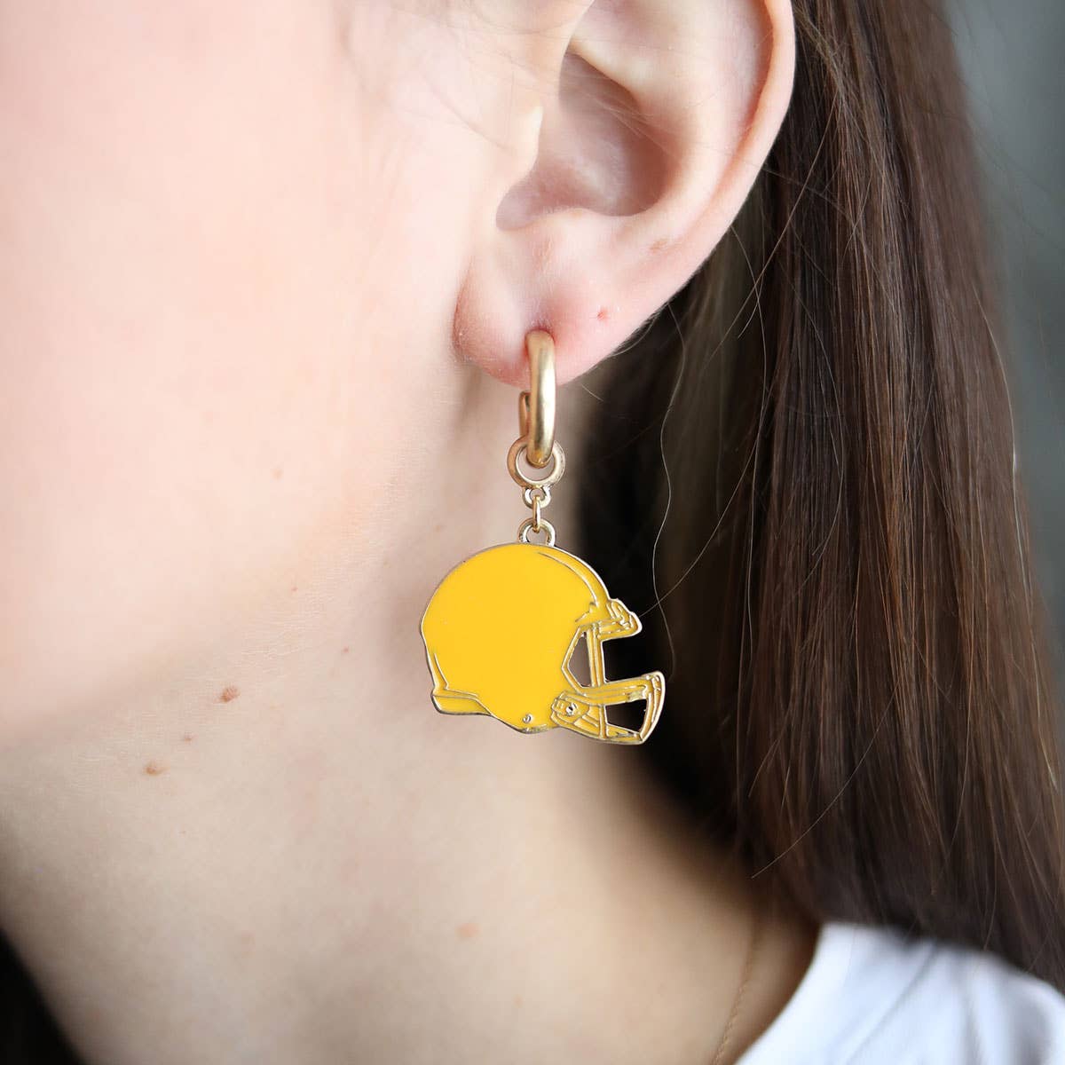 Canvas Style Game Day Football Helmet Enamel Earrings