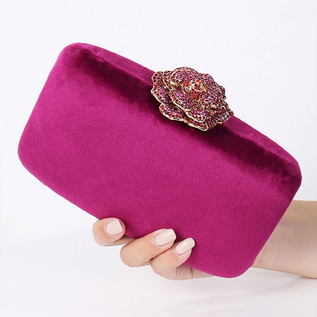 FLOWER DIAMOND SHOULDER CLUTCH BAG